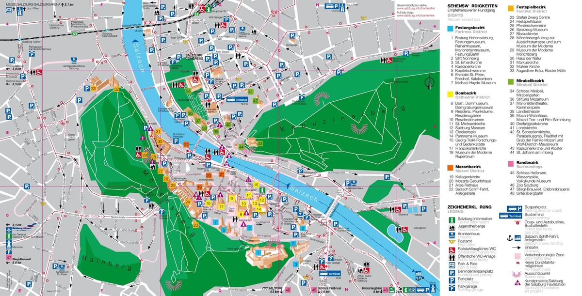 মানচিত্র, পর্যটন মানচিত্র, salzburg, অস্ট্রিয়া