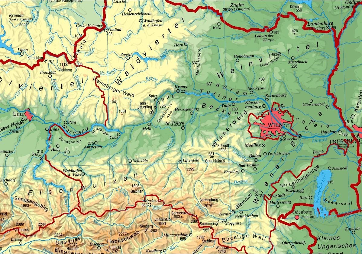 মানচিত্র লোয়ার অস্ট্রিয়া