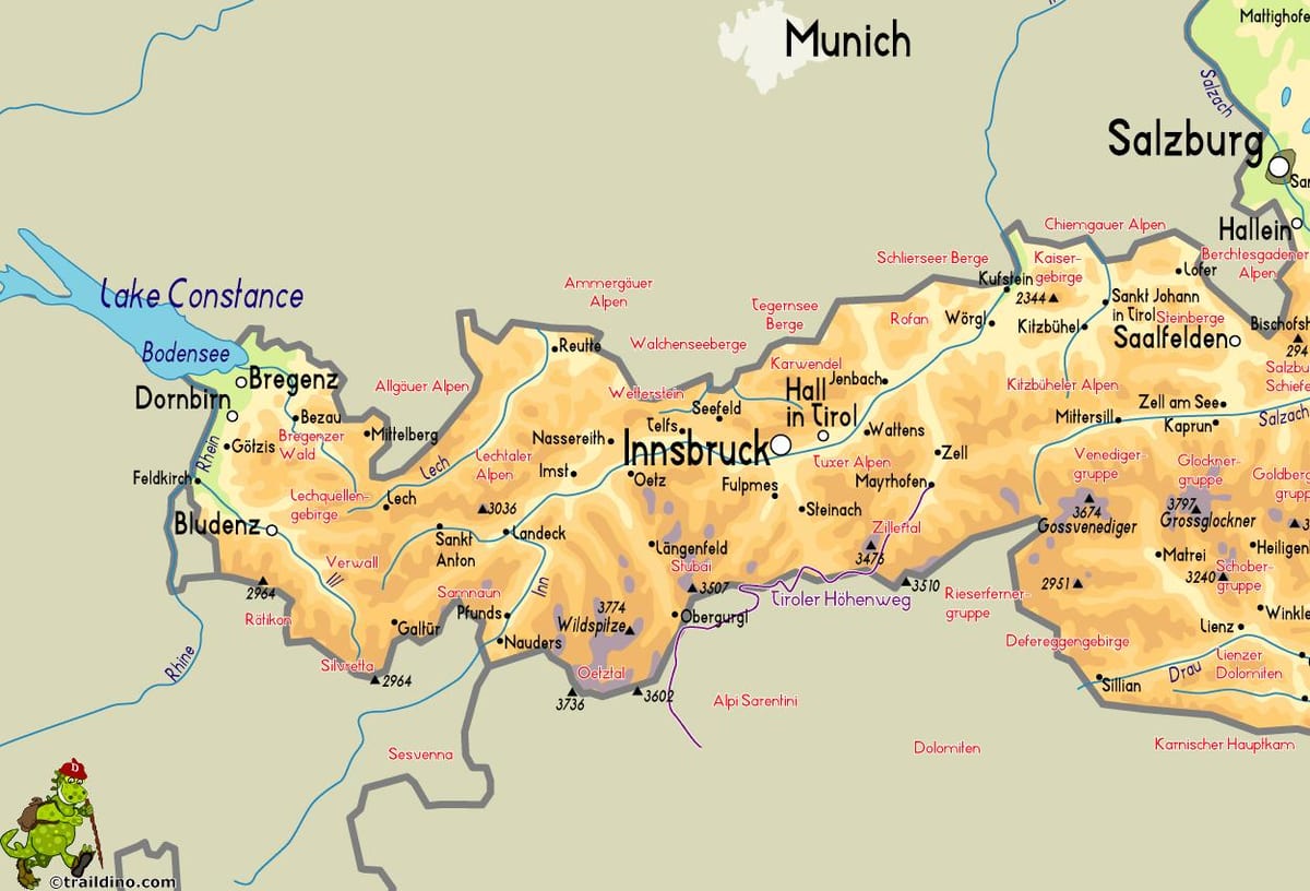 মানচিত্র mayrhofen অস্ট্রিয়া